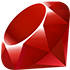 A red gemstone icon with a glossy finish and multiple facets.